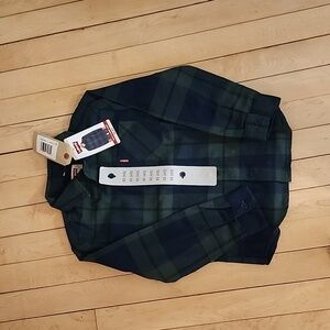 Levis Boys Flannel Shirt Green/Blue Size XS 4/5